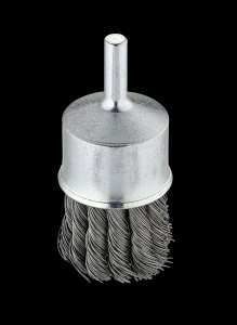 Tanis Brush 71324 End Brush, 1-1/8 in Brush Dia, Twisted Knot Wire, 0.014 in Filament/Wire Diameter, Carbon Steel Fill, 1-1/8 in Trim Length