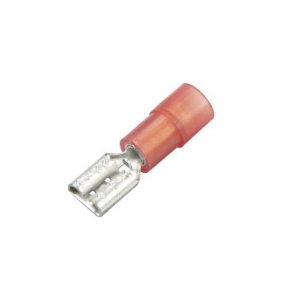 Push-On Terminal, Partially Insulated Male, 22 to 18 AWG Conductor, Brass/Nylon, Yellow, 1000 V, Specifications: 0.25 in, 105 deg C deg C