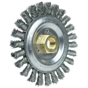 Weiler® Weiler® 09856 Weld Cleaning Brush, 5 in Brush Dia, 3/8 in Face Width, 0.023 in Filament/Wire Diameter, 5/8-11 UNC Arbor Hole Size