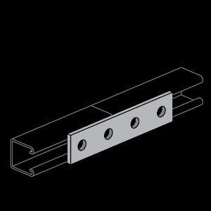 Atkore International Power-Strut® PS888G Splice Plate, 4 Holes, 7-1/4 in Length, 1-5/8 in Width, 1/4 in Thickness, Galvanized