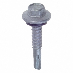 ITW CCNA 1554000 Self Drilling Screw, Imperial, 1/4 in-14 Diameter - Thread Size, 2-1/2 in Overall Length, Hex Washer Head, External Hex Drive, Carbon Steel, Climaseal, Tek Point, Grade C1022, 3/8 in Drive