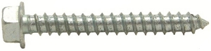 696489 Self-Tapping Screw, Imperial, #12-11 Diameter - Thread Size, 3 in L, Hex Washer Head, Slotted Drive, Zinc Plated Finish