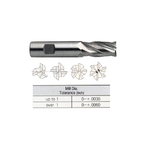 YG-1 E9990064 Roughing End Mill, 1 in Cutter Dia, 2 in Length of Cut, 5 Flutes, 1 in Shank Dia, 4-1/2 in Overall Length, Uncoated