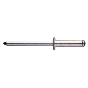 CROSSROAD DISTRIBUTOR SOURCE GSML44A Blind Rivet, Open End, Aluminum/Steel, 1/8 in Rivet Dia, 0.4 in Length, 0.126-0.25 in Grip Range, Large Flange