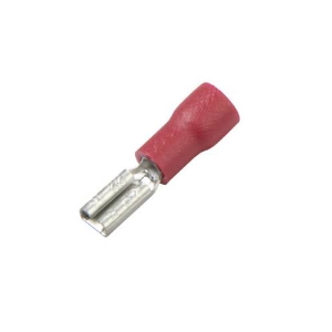Push-On Terminal, Partially Insulated Male, 22 to 18 AWG Conductor, Vinyl Insulation, Red, 1000 V, Specifications: 0.11 in, 105 deg C deg C