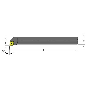 Ultra-Dex FG551300 Boring Bar, 0.205 in Minimum Bore Dia, 3-1/2 in Overall Length, Steel
