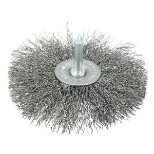 Weiler® 17969 Radial Wheel, 4 in Brush Dia, 9/16 in Face Width, 0.014 in Filament/Wire Diameter, Crimped Wire