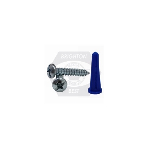 BBI K05044 1/4 X 1 PLASTIC ANCHOR KIT #10-12 BLUE CONICAL ANCHORS AND COMBO PAN HEAD SCREWS