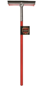 Squeegee Sponge, Nylon/Rubber Blade, Steel Head, Wood Handle, Red, 8 in Head x 5 in Yoke x 21 in Handle