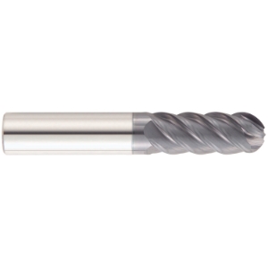 GARR 21414 Ball End Mill, 7 mm Cutter Dia, 22 mm Length of Cut, 5 Flutes, 8 mm Shank Dia, 65 mm Overall Length, AlTiN