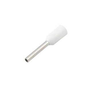 Del City 722081 Insulated Wire Ferrule, 22 AWG Conductor, 0.31 in Pin Length, Copper Tube with Nylon Insulation, White