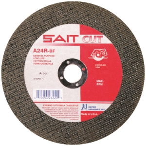 United Abrasives SAIT® 23100 Cut-Off Wheel, 4-1/2 in Wheel Diameter, 3/32 in Wheel, 7/8 in Center Hole, A24R Grit, Aluminum Oxide Abrasive