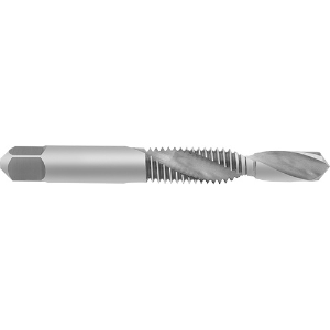 Combination Drill and Tap, M4 x 0.7 mm Thread, 3.3 mm Drill, 2 Flutes, Right Hand Cutting, Square Shank, High Speed Steel