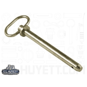 G.L.HUYETT™ HP-0625-5750R Imperial Round Handle Hitch Pin, 5/8 in, 5-3/4 in L Usable, Steel, Zinc Yellow, C1035-1045