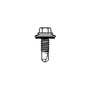 ITW CCNA 1517000 Self Drilling Screw, Imperial, #12-14 Diameter - Thread Size, 1-1/2 in Overall Length, Hex Washer Head, Carbon Steel, Climaseal, Tek Point