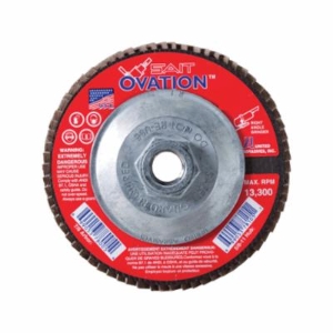 SAIT® Ovation® 78106 Close High Density Coated Abrasive Flap Disc, 4-1/2 in Dia, 40 Grit, Coarse Grade, Zirconia Alumina Abrasive, Type 27 Flat Disc