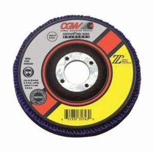 CGW® 54012 Flap Disc, 4-1/2 in Disc Dia, 5/8-11 Center Hole, 40 Grit, Coarse Grade, Zirconia Alumina Abrasive, Depressed Center Flat Disc