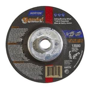 Norton Saint Gobain Gemini® 66252842026 Cut-Off Wheel, 4-1/2 in Wheel Dia, 0.045 in Wheel Thickness, 7/8 in Center Hole, 24 Grit, Aluminum Oxide Abrasive