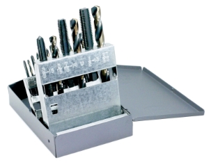 Drillco 200C2018 Combination Tap & Drill Set, 6-32 Minimum Drill Bit Size, 1/2-13 Maximum Drill Bit Size, 18 Piece, For Use With: Taps, High Speed Steel, Bright