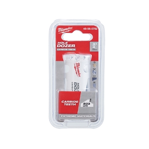 Milwaukee® 49-56-0702 Hole Saw, 3/4 in Dia, 1-5/8 in Cutting Depth, Carbide Cutting Edge, 7/16 in Arbor, Applicable Materials: Stainless Steel, Fastener Embedded Wood, Cement Board, Fiberglass, Plaster, Asphalt Shingles