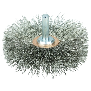 Weiler® 17617 Narrow Face Wheel, 3 in Brush Dia, 1/2 in Face Width, 0.014 in Filament/Wire Diameter, Crimped Wire
