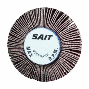 SAIT® 70042 2A Premium Coated Flap Wheel, 1-1/2 in Dia, 1 in W Face, 1/4 in Dia Shank, 120 Grit, Fine Grade, Aluminum Oxide Abrasive