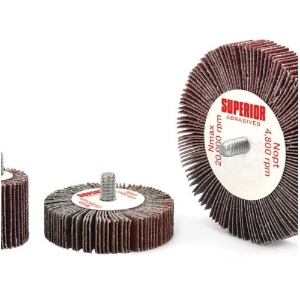 Superior Abrasives 10203 Flap Wheel, 3 in Wheel Dia, 1 in Face Width, 1/4-20 Shank Dia, 60 Grit, Aluminum Oxide Abrasive