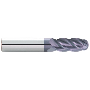 GARR 28500 Solid Submicron Grain Ball End Mill, 3/16 in Cutter Dia, 0.5625 in Length of Cut, 4 Flutes, 0.1875 in Shank Dia, 2 in Overall Length, AlTiN