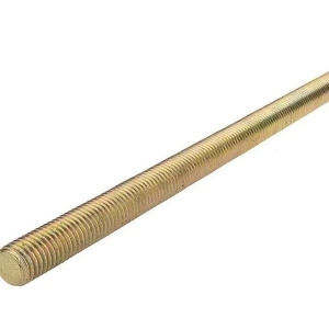 Fully Threaded Stud, Imperial, 1 in-8 Diameter - Thread Size, 10 in Overall Length, Steel, Yellow Zinc Plated, Grade B7