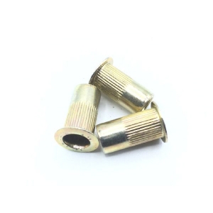 Military-Fasteners 95105A183 Rivet Nut, Ribbed Twist Resistant, Steel, M6 x 1 mm, Zinc Yellow Chromate Plated, 14.7 mm Length